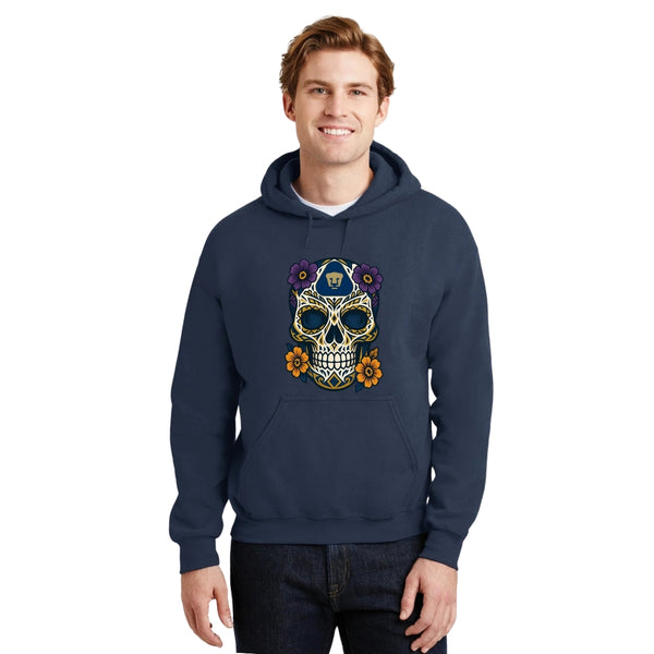 Sudadera Hombre Hoodie Pumas UNAM Calavera Flor