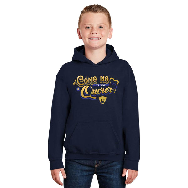 Sudadera Niños Hoodie Pumas UNAM Cómo no te voy a querer San Valentín