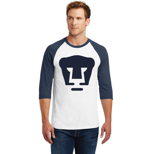 Playera Raglán Manga 3/4 Hombre Pumas UNAM Logo Azul