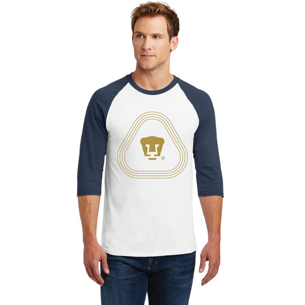 Playera Raglán Manga 3/4 Hombre Pumas UNAM Logo Líneas