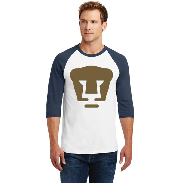 Playera Raglán Manga 3/4 Hombre Pumas UNAM Logo dorado