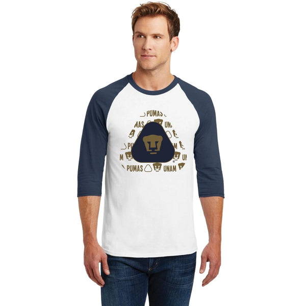 Playera Raglán Manga 3/4 Hombre Pumas UNAM Triangular porras