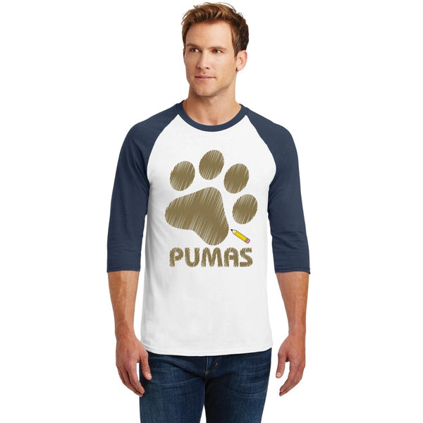 Playera Raglán Manga 3/4 Hombre Pumas UNAM Garra Dibujo