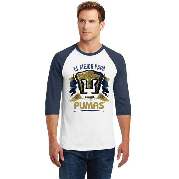 Playera Raglán Manga 3/4 Hombre Pumas UNAM Mejor Papá Pumas