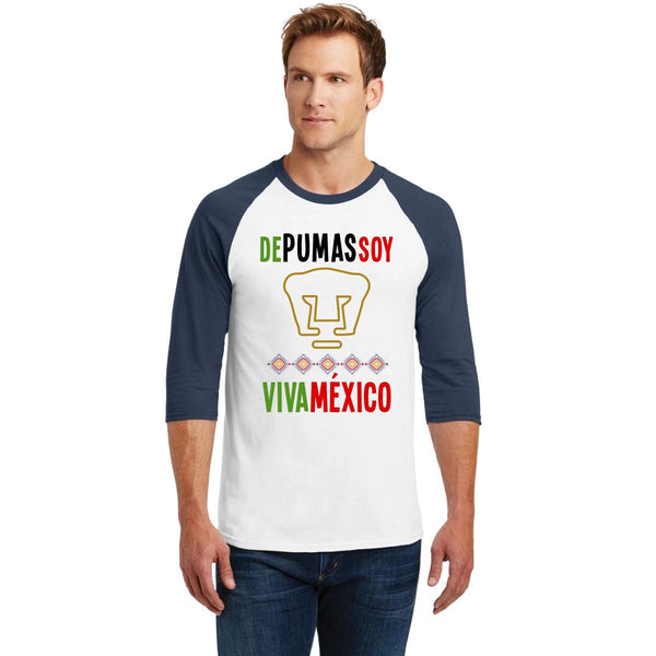 Playera Raglán Manga 3/4 Hombre Pumas UNAM México De Pumas Soy