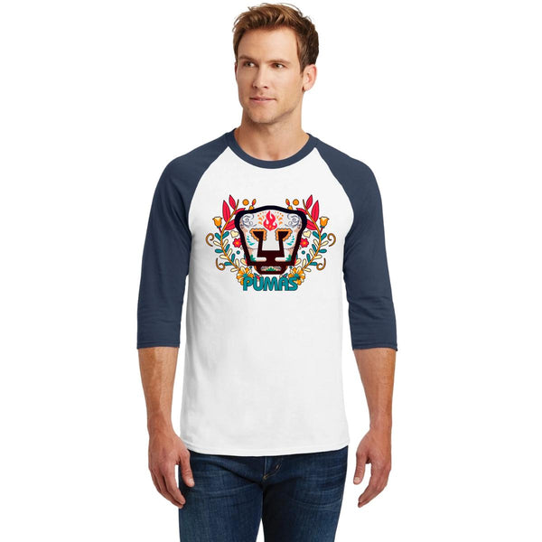Playera Raglán Manga 3/4 Hombre Pumas UNAM Día de Muertos
