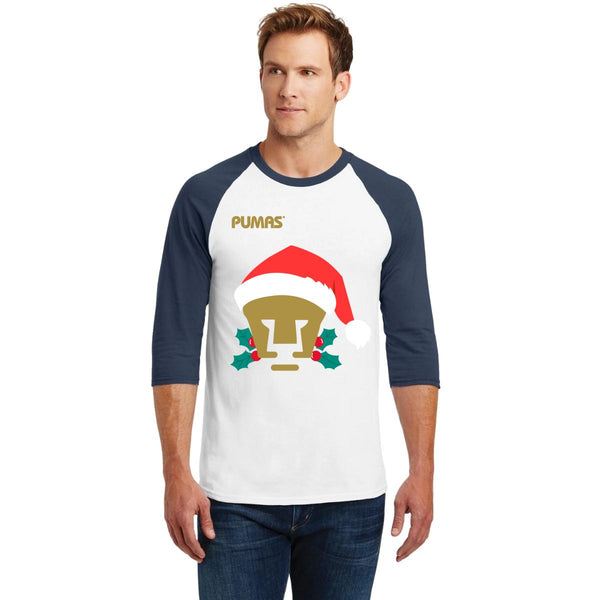 Playera Raglán Manga 3/4 Hombre Pumas UNAM Especial Navidad