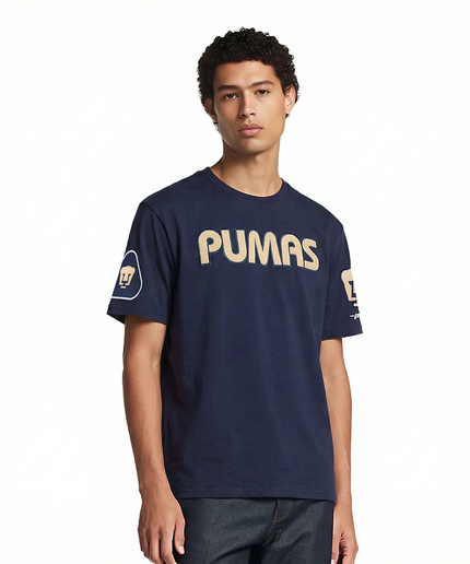 PLAYERA LIGA MX PUMAS UNAM CLASSIC CHENILLE PARA HOMBRE - AZUL MARINO