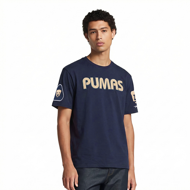 PLAYERA LIGA MX PUMAS UNAM CLASSIC CHENILLE PARA HOMBRE - AZUL MARINO