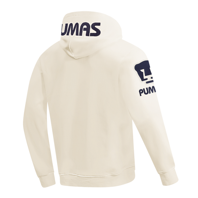 SUDADERA CON GORRO LIGA MX PUMAS UNAM CLASSIC CHENILLE PARA HOMBRE - BEIGE