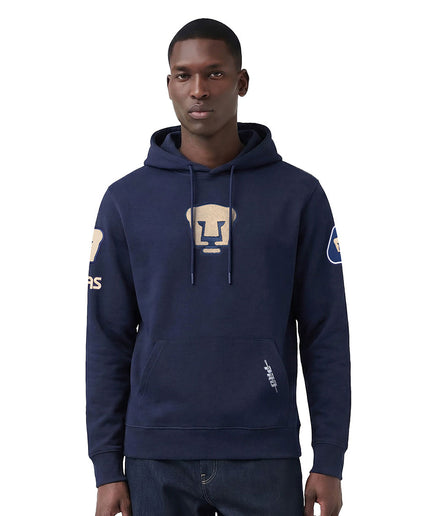 SUDADERA CON GORRO LIGA MX PUMAS UNAM CLASSIC CHENILLE PARA HOMBRE - AZUL MARINO