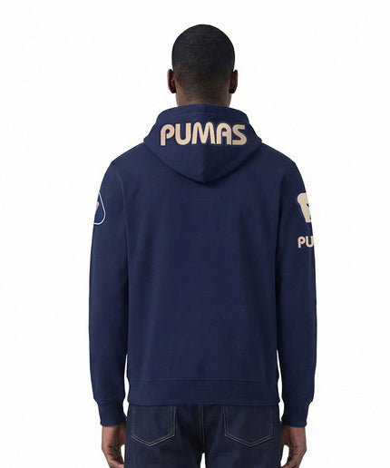 SUDADERA CON GORRO LIGA MX PUMAS UNAM CLASSIC CHENILLE PARA HOMBRE - AZUL MARINO
