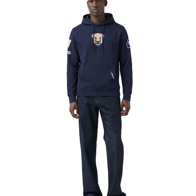 SUDADERA CON GORRO LIGA MX PUMAS UNAM CLASSIC CHENILLE PARA HOMBRE - AZUL MARINO