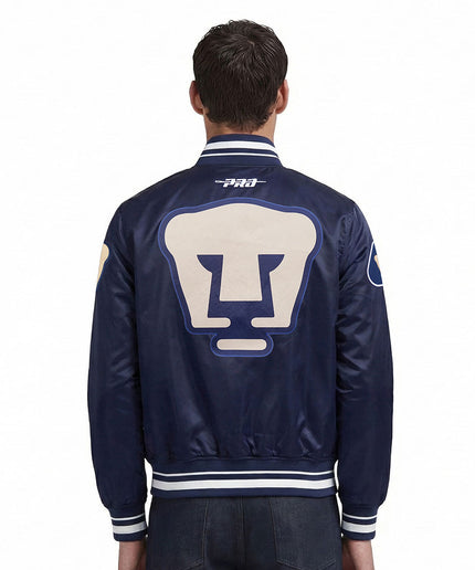 CHAMARRA DE SATIN LIGA MX PUMAS UNAM CLASSIC CHENILLE PARA HOMBRE