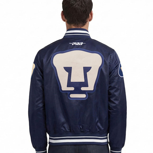 CHAMARRA DE SATIN LIGA MX PUMAS UNAM CLASSIC CHENILLE PARA HOMBRE