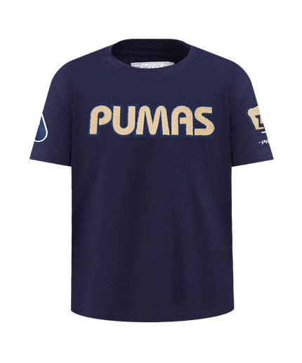 PLAYERA DE MANGA CORTA LIGA MX PUMAS UNAM CLASSIC CHENILLE PARA NIÑO JUNIOR