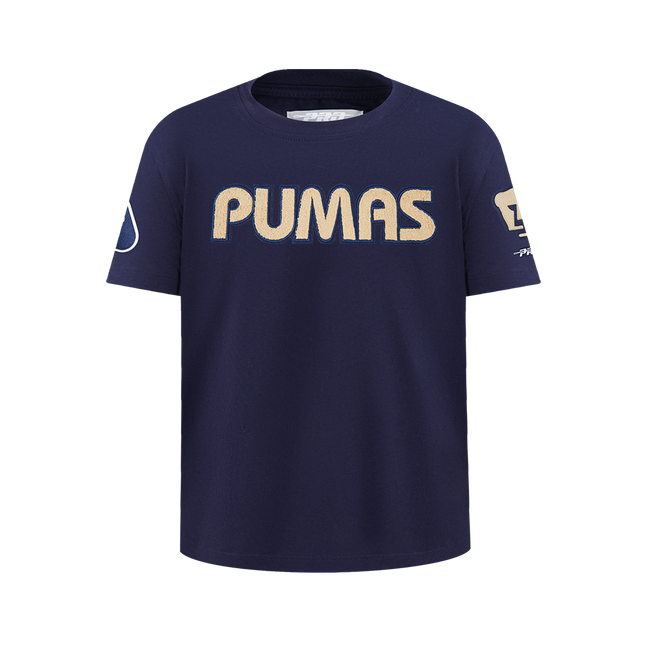 PLAYERA DE MANGA CORTA LIGA MX PUMAS UNAM CLASSIC CHENILLE PARA NIÑO JUNIOR