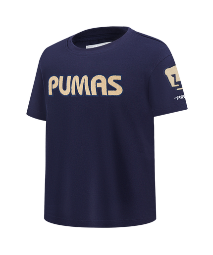PLAYERA DE MANGA CORTA LIGA MX PUMAS UNAM CLASSIC CHENILLE PARA NIÑO JUNIOR