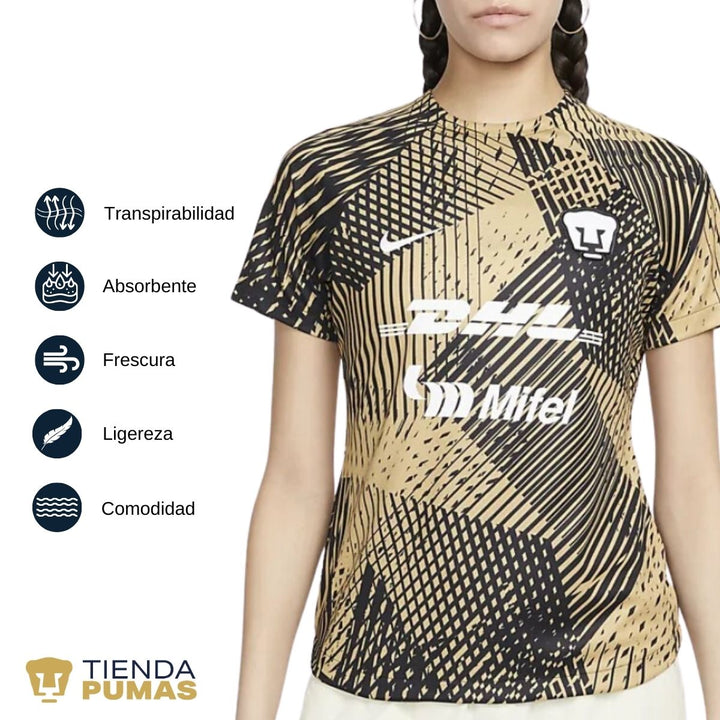 Playera Nike Pumas UNAM Mujer Pre Match DO8637-011--Tienda-Pumas-Oficial